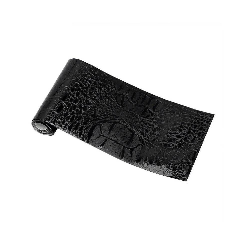 (Black) 150*10Cm Car Sticker Interior Decoration Dashboard Door Mouldings Glue Film Crocodile Leather Texture Black 9008532291805