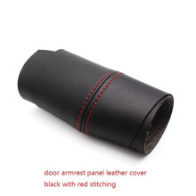 (Black with red line) For Jeep Renegade 2015 2016 2017 4pcs Microfiber Leather Door Armrest Panel Cover Protection Trim