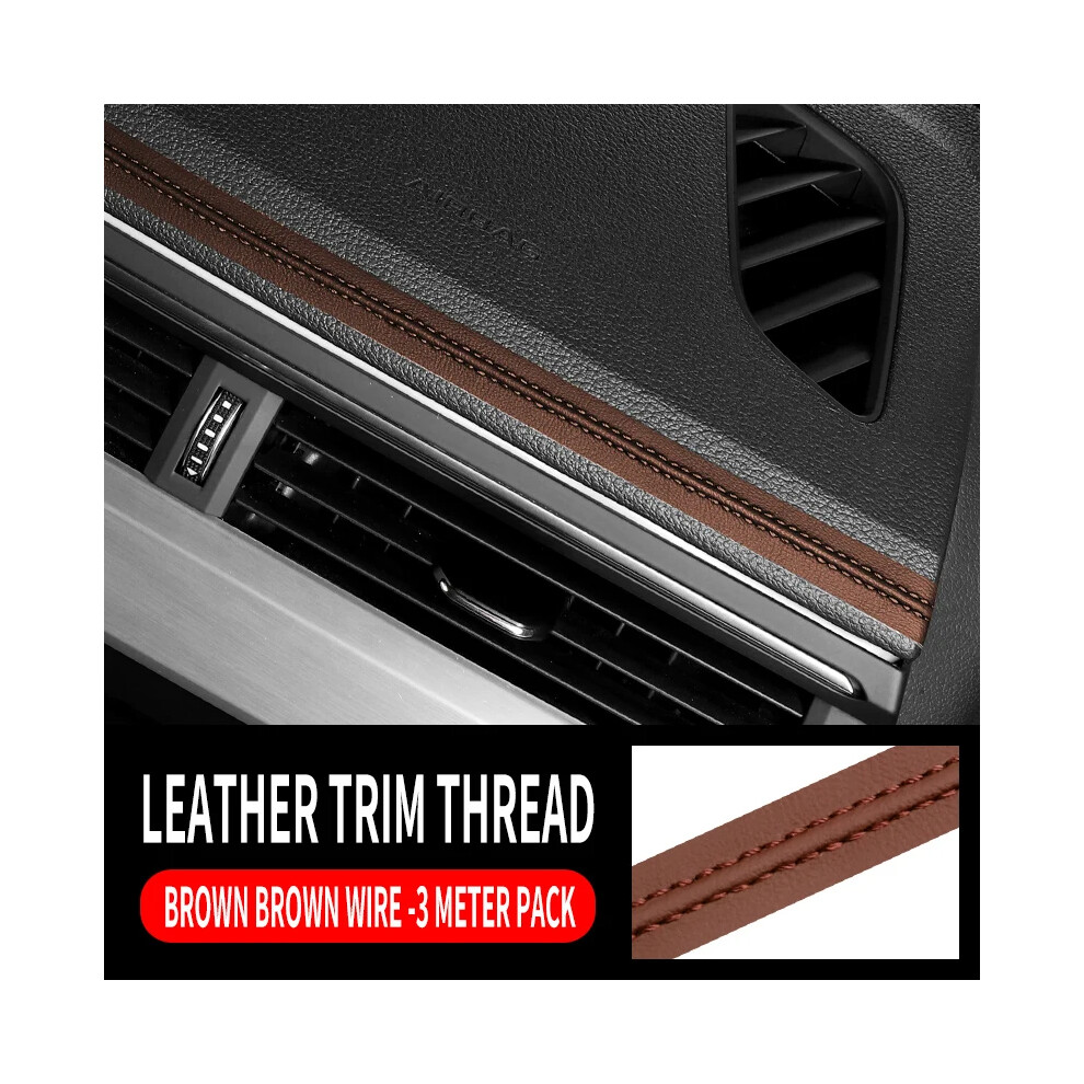 (Brown) 1Pcs High-Grade Pu Leather 9.8 Ft Car Molding Trim Strip Door Decorative Diy Flexible Interior Sticker Brown 9008532289079