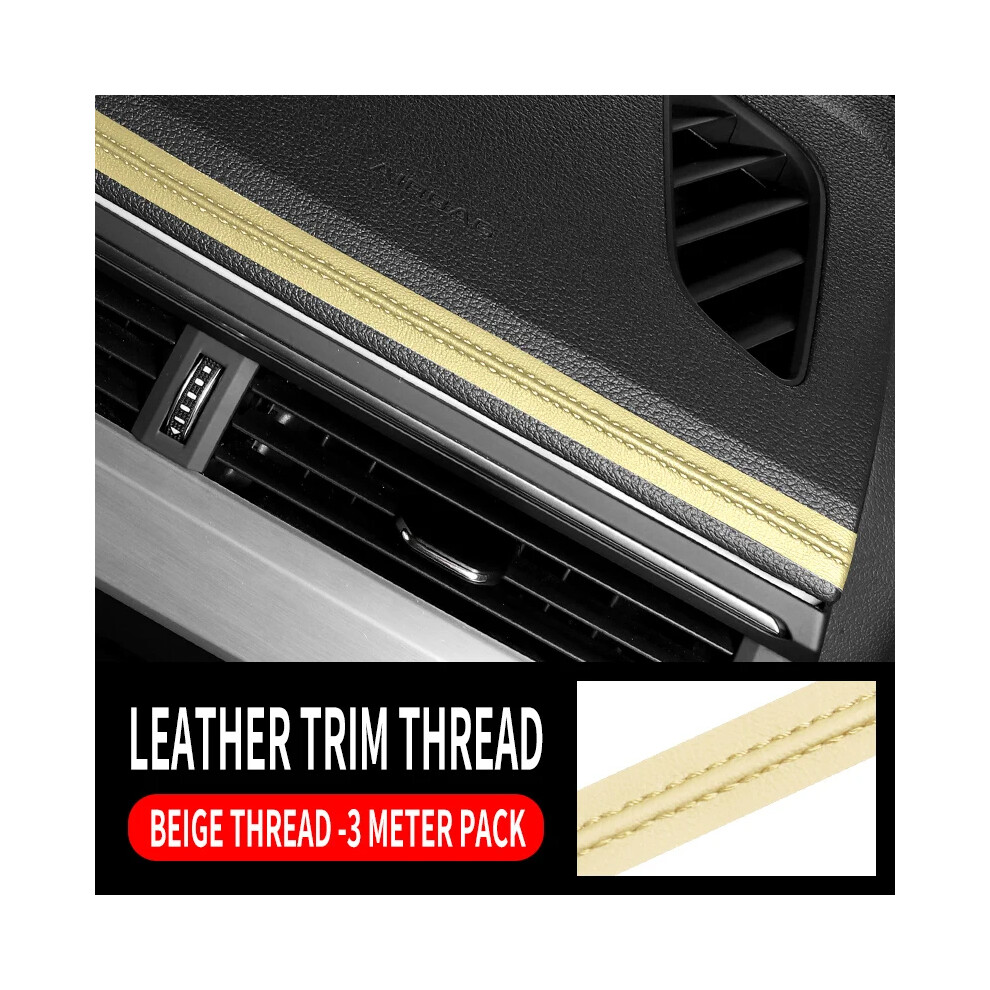 (Beige) 1Pcs High-Grade Pu Leather 9.8 Ft Car Molding Trim Strip Door Decorative Diy Flexible Interior Sticker Beige 9008532289055
