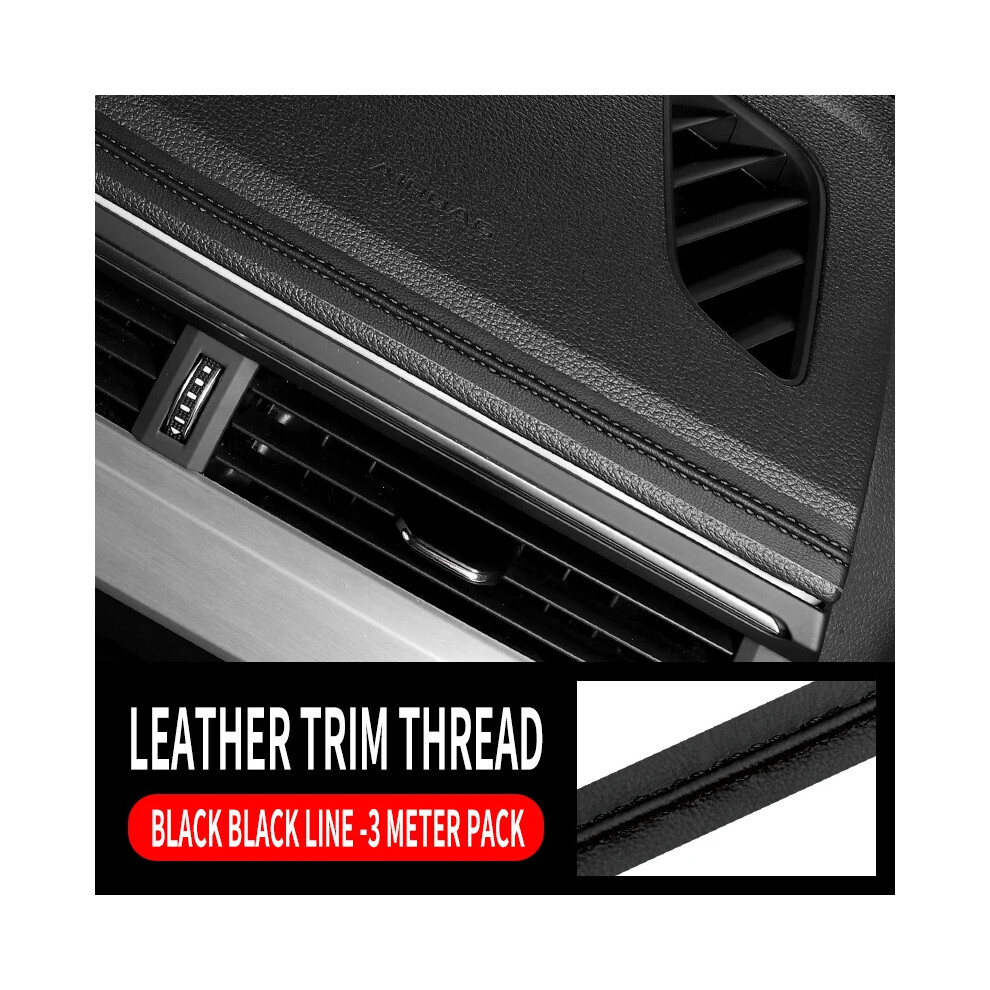 (Black) 1Pcs High-Grade Pu Leather 9.8 Ft Car Molding Trim Strip Door Decorative Diy Flexible Interior Sticker Black 9008532289109