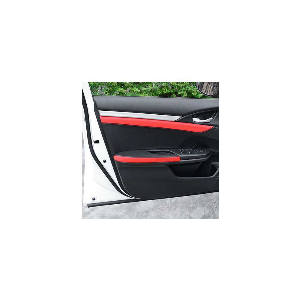 ( Stitching, 4Pcs Door Armrest) For Honda Civic 10Th Gen 2016 2017 4Pcs Front / Rear Door Handle Panels / Door Armrest Microfiber Leather Black/Red 9008532285590