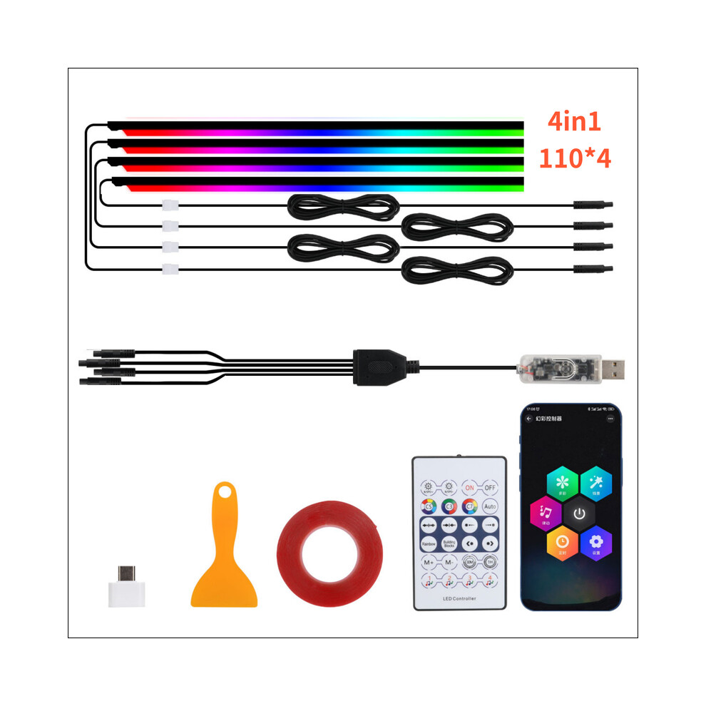 (4In1 110X4) Car Sunroof Ambient Lights Led Skylight Symphony Rgb Interior Acrylic Strips Decoration Usb App Remote 9008532284906