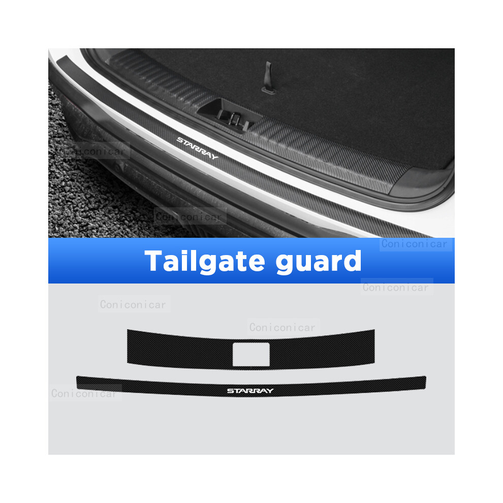 (Tailgate Guard 2 Pcs) For Geely Starray 2024 Auto Tailgate Guard Door Sill Pedal Carbon Fibre Texture Accessories Leather 9008532282117