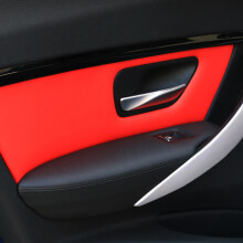 (Red, 4 door) Car Interior Microfiber Leather Door Handle Panel Cover Protective Trim For BMW 3 Series F30 2013 2014