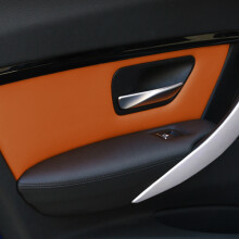 (Brown, rear 2 door) Car Interior Microfiber Leather Door Handle Panel Cover Protective Trim For BMW 3 Series F30 2013 2014