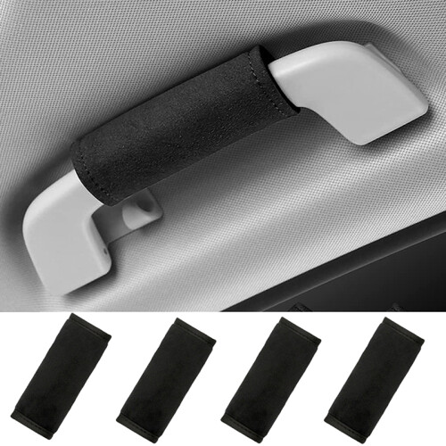 (Gray) Car Roof Armrest Decoration Soft Suede Cover Auto Interior Pull Handle Gloves Protection Ceiling Handle 1