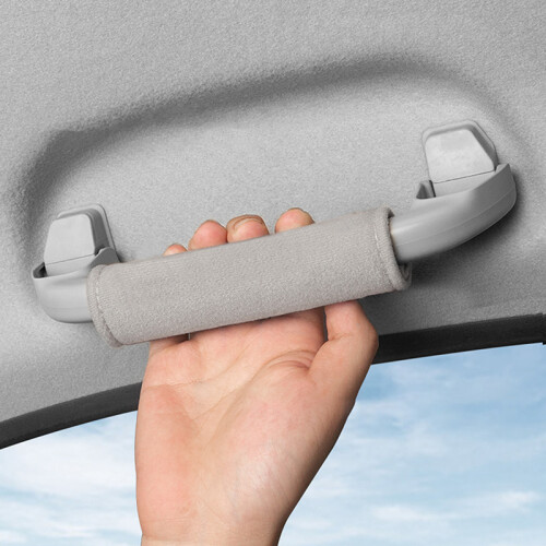 (Gray) Car Roof Armrest Decoration Soft Suede Cover Auto Interior Pull Handle Gloves Protection Ceiling Handle