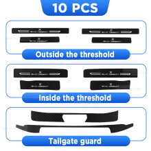 (10 pcs) For BYD Song Plus EV DM 2022-2024 Auto Tailgate Guard Door Sill Pedal Carbon Fibre Texture Accessories