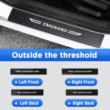 (Outside 4pcs) For GEELY EMGRAND 2024 Auto Tailgate Guard Door Sill Pedal Carbon Fibre Texture Accessories Leather