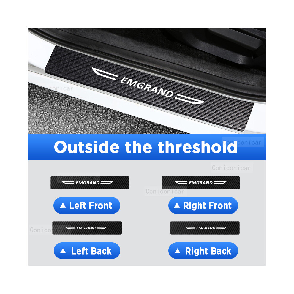 (Outside 4Pcs) For Geely Emgrand 2024 Auto Tailgate Guard Door Sill Pedal Carbon Fibre Texture Accessories Leather 9008532286542