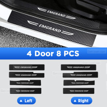 (8 pcs) For GEELY EMGRAND 2024 Auto Tailgate Guard Door Sill Pedal Carbon Fibre Texture Accessories Leather