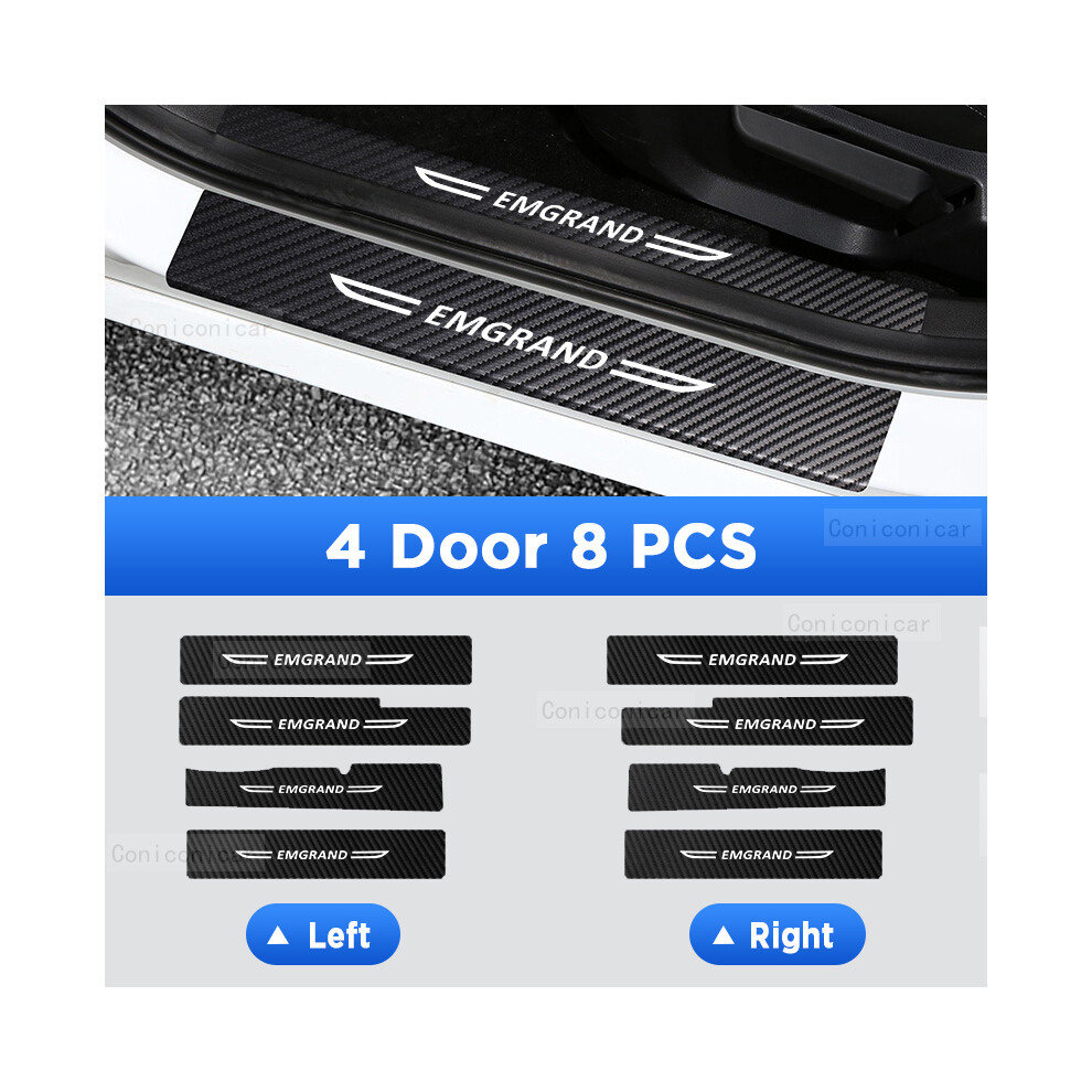 (8 Pcs) For Geely Emgrand 2024 Auto Tailgate Guard Door Sill Pedal Carbon Fibre Texture Accessories Leather 9008532268234