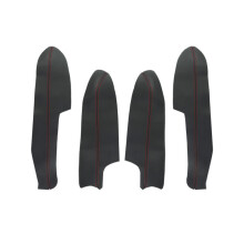 (Black with red line, 4pcs) Microfiber Leather Interior Door Panels Guards Armrest Surface Covers Protective Trim For Nissan Qashqai