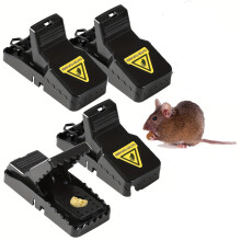 Trappole per mouse in metallo nero con etichette di avvertimento giallo - catcher di topo interno rapido e sicuro per casa