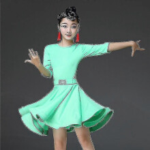(Dress 120(116-124CM), Aero Blue) Latin Dance Dress