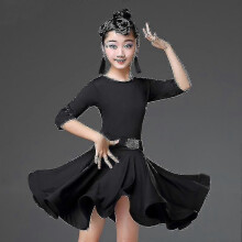 (Dress 130126-134CM), Black) Latin Dance Dress