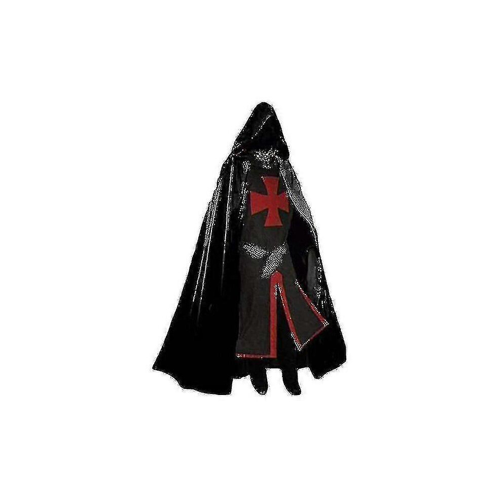 (S, ) Mens Medieval Crusader Knights Templar Costume_mi Black