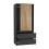 URBN Living (Black Carcass with Oak Doors) 2 Sliding Doors Wardrobe 2 Drawer Clothes Cupboard 3