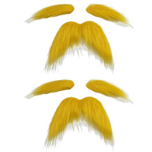 (Large, 2pcs) Funny Yellow Gentleman's Mustache & Eyebrows - 3-Piece Self-Adhesive Costume Props for Masquerades, Dress-Up, and Cosplay