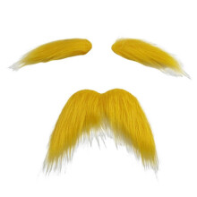 (Large, 1pcs) Funny Yellow Gentleman's Mustache & Eyebrows - 3-Piece Self-Adhesive Costume Props for Masquerades, Dress-Up, and Cosplay