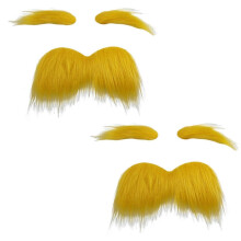 (Extra Large, 2pcs) Funny Yellow Gentleman's Mustache & Eyebrows - 3-Piece Self-Adhesive Costume Props for Masquerades, Dress-Up, and Cosplay