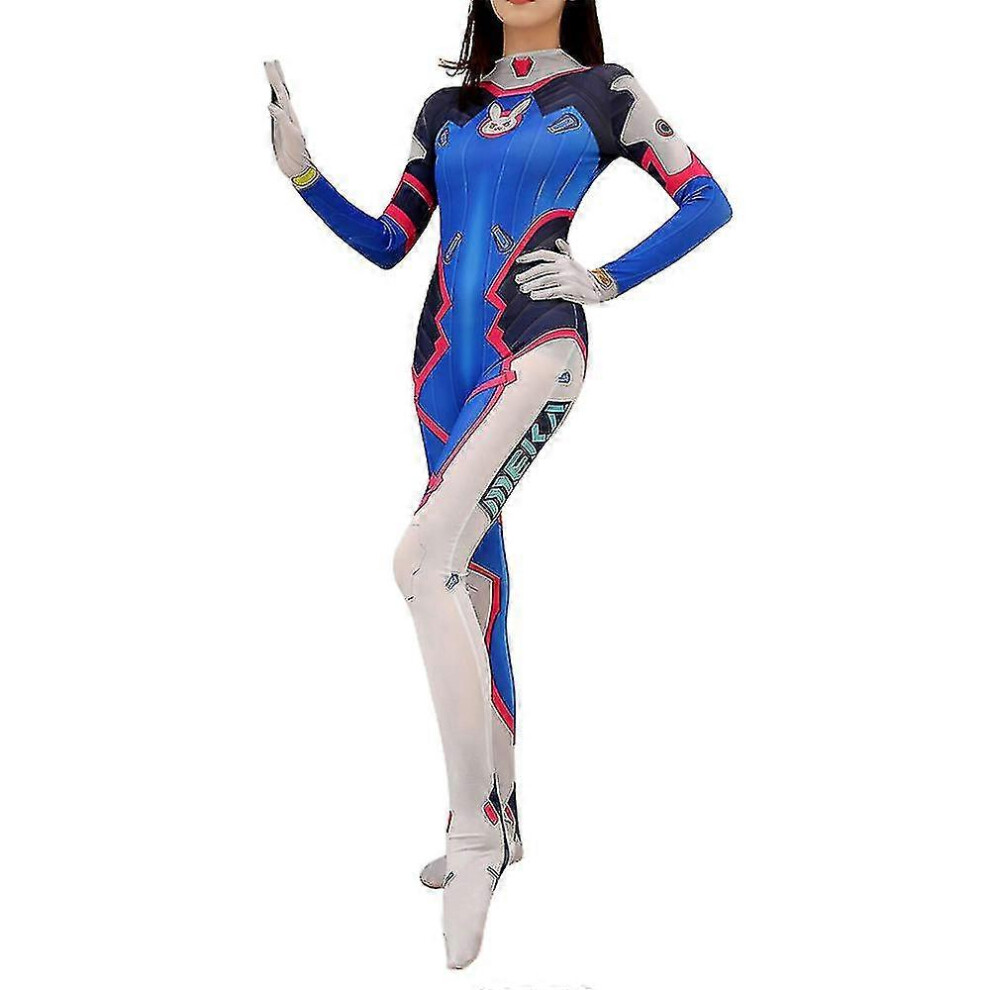 (L) Overwatch Dva Bodysuit Cosplay Costume Adults Women Game Jumpsuit Halloween Carnival Cosplay Party Dress Up