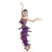 (Kids 140cm, Colour 5) Samba Tassel Latin Dancewear Costumes Girls Salsa Ballroom Fringe Trim Dance Topsamp;pants Costume Adult Ballroom Dancing Dress