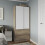 URBN Living (Oak Carcass with White Doors) 2 Sliding Doors Wardrobe 2 Drawer Clothes Cupboard 1