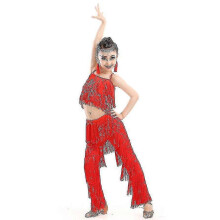 (Kids 150cm, Colour 3) Samba Tassel Latin Dancewear Costumes Girls Salsa Ballroom Fringe Trim Dance Topsamp;pants Costume Adult Ballroom Dancing Dress