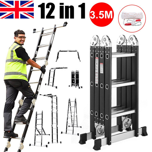 3.5M 12 IN 1 Excel Aluminium Combination Step Ladder Foldable Multi-Purpose