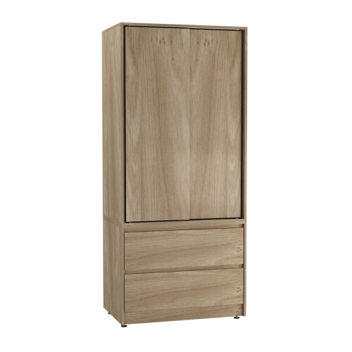 URBN Living (Oak Carcass with Oak Doors) 2 Sliding Doors Wardrobe 2 Drawer Clothes Cupboard 2