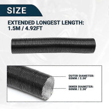 (60mm Length 150cm)X Autohaux 22mm 42mm 60mm Car Heater Ducting Pipe Hose Warm Air Ducting Parking Heater Hose Adjustable 0.5M 2M Length