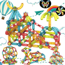 Magnetic Building Blocks,Large 3D Clear Magnets Sticks STEM Educational Construction Toys,Sensory Montessori Preschool