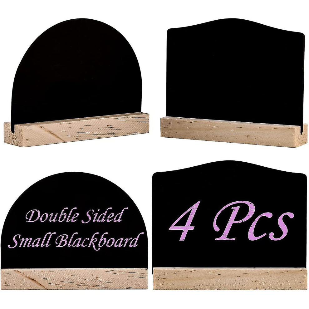 4 Pièces Mini Tableaux Noirs Signes Petit Tableau Noir avec Support Bois Double Face