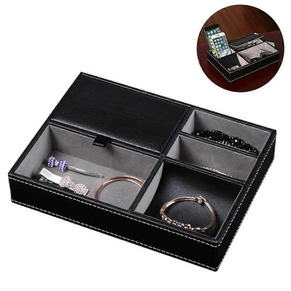 Organisateur de rangement de bureau en cuir, plateau multi-casiers, plateau de valet de chambre