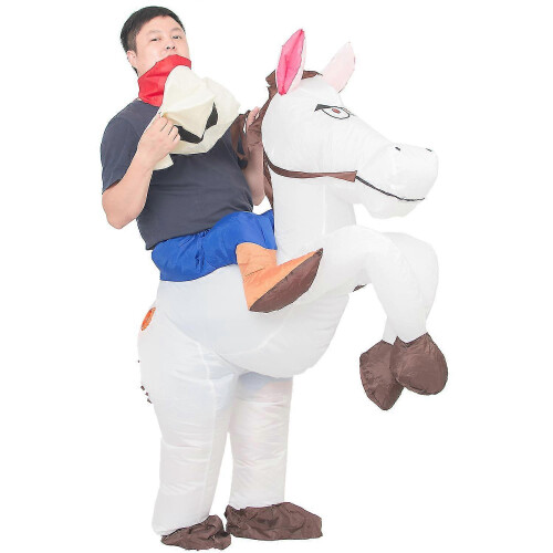 Costume de cheval gonflable blanc-Bon 1
