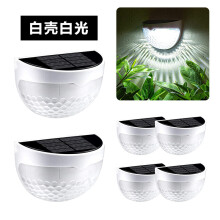(White shell and white light) Solar Fence Lamp 6LED Semi-circular Step Lamp Ladder Lamp Garden Balcony Wall Lamp Fence Courtyard Decorative Wall