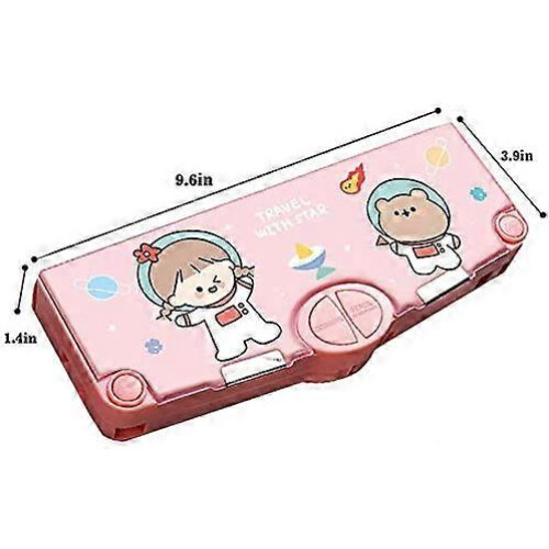 Multifunction Pencil Case, Pencil Box with 3 Compartments for Students - Cartoon Pattern 1