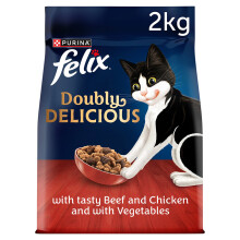 FELIX Doubly Delicious Beef Chicken & Vegetables Dry Cat Food 2kg