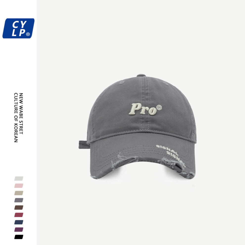 (Gray) Trendy Adjustable Baseball Hat For Spring With Chic Style Embroidered Distressed-image-OPC-PGJMQPY-NEW