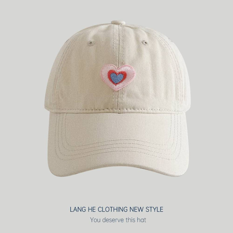 (Beige) Cotton Quality Premium Heart Embroidery Baseball Cap For Spring Summer Fashion-image-OPC-PGJMQS9-NEW