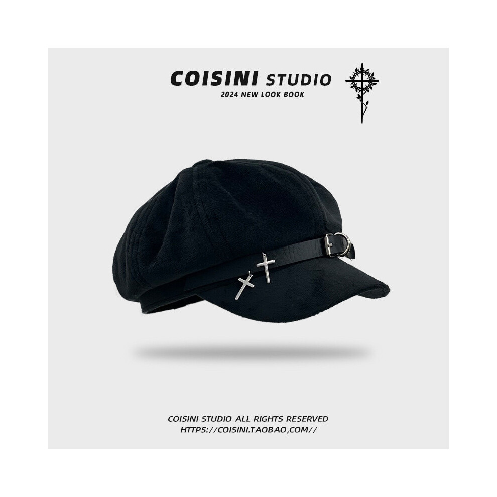 (Black) Cute And Cozy Octagonal Hat Women Made From Soft Cotton For Autumn Spring Wear-image-OPC-PGJMQWV-NEW