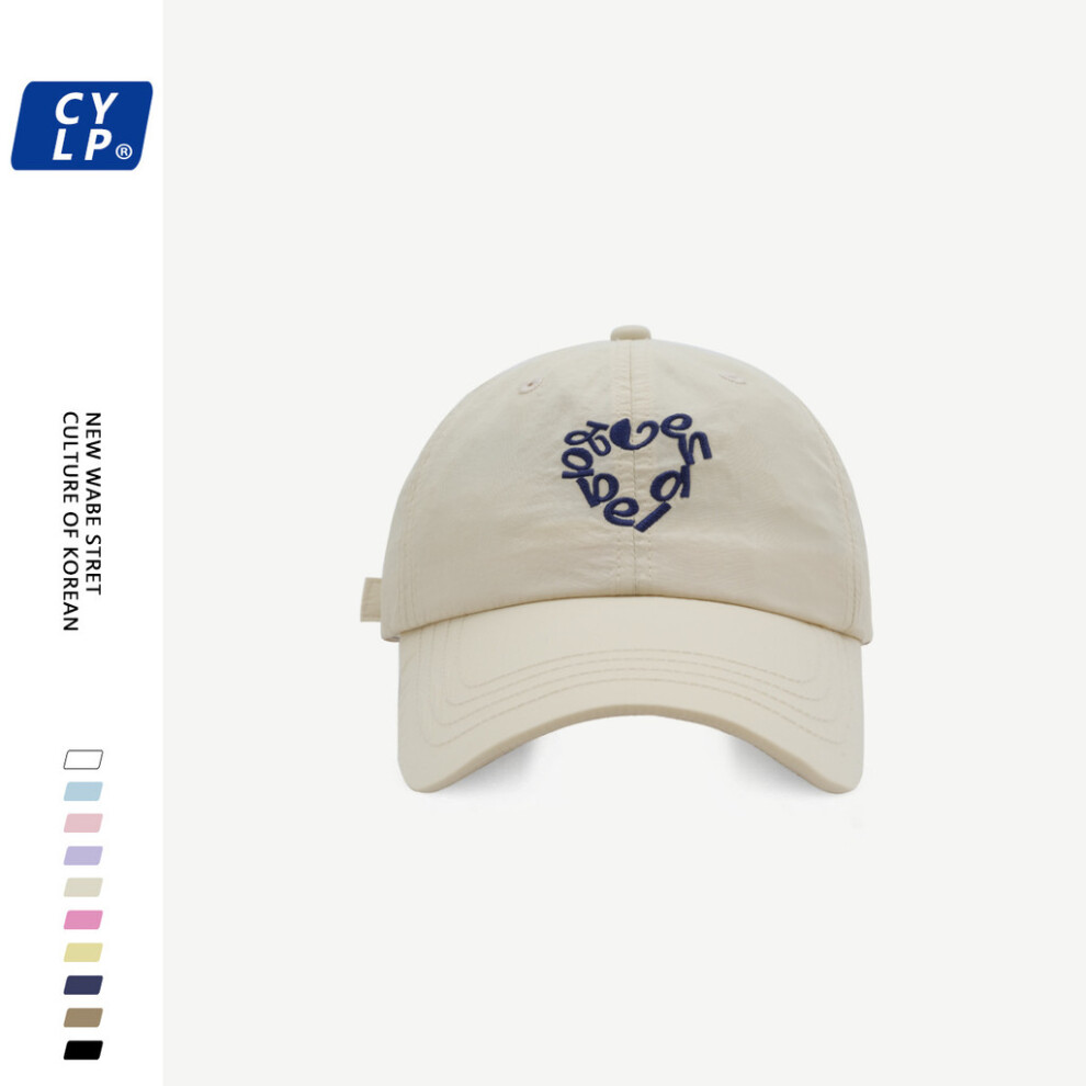 (Beige) Summer Stylish Spring Lightweight Quick Dry Baseball Cap Embroidery Heart With-image-OPC-PGJMQZP-NEW