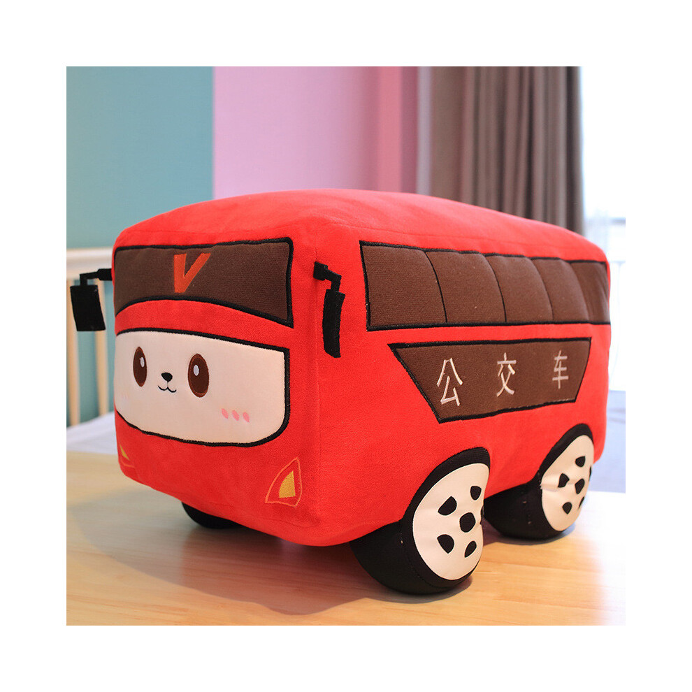 (Red, 28cm) Bus Police Car Plush Toy Cartoon Model Stuffed Doll Cute Decoration Gift Kids-image-OPC-PGJMRBS-NEW