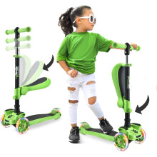 Hurtle, 3 Wheel Try Scooter for Kids - Ages 2-12, Kids Scooter, Boys & Girls Scooter, w/Flip-able Seat, Scooter for 2+ Year Old, Foldable Kick Toddler