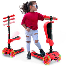 Hurtle, 3 Wheel Try Scooter for Kids - Ages 2-12, Kids Scooter, Boys & Girls Scooter, w/ Flip-able Seat, Scooter for 2+ Year Old, Foldable Kick Toddle