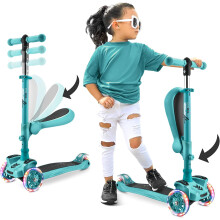 Hurtle, 3 Wheel Try Scooter for Kids - Ages 2-12, Kids Scooter, Boys & Girls Scooter, w/ Flip-able Seat, Scooter for 2+ Year Old, Foldable Kick Toddle