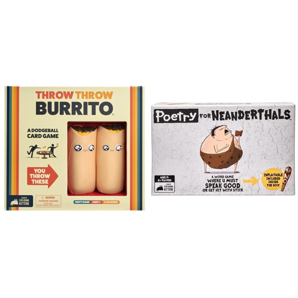 Exploding Kittens Throw Throw Burrito Card Games & Poetry For Neanderthals Card Games For Adults Teens & Kids - Fun Family Games