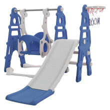 FUKEA Kids Slide, Large 4 in 1 Toddler Slide, Climber & Swing Set with Basketball Hoop, Garden Climbing Frames, Slide for Children Age 1-3 Indoor & Ou